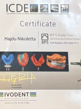Hajdú Nikoletta BPS Study Club tanúsítványa (ICDE Budapest, 2025)